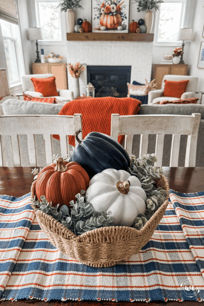 Navy and orange fall decor ideas